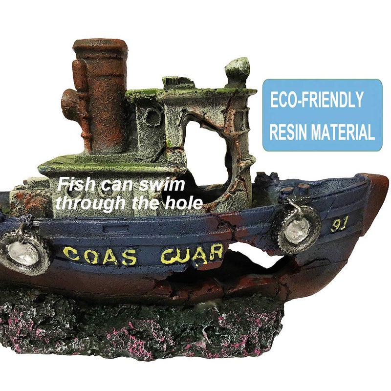 SLOCME Aquarium Large Shipwreck Decorations - Fish Tank Lifelike Ship Decorï¼ŒResin Material Large Pirate Ship Decor - Image 2